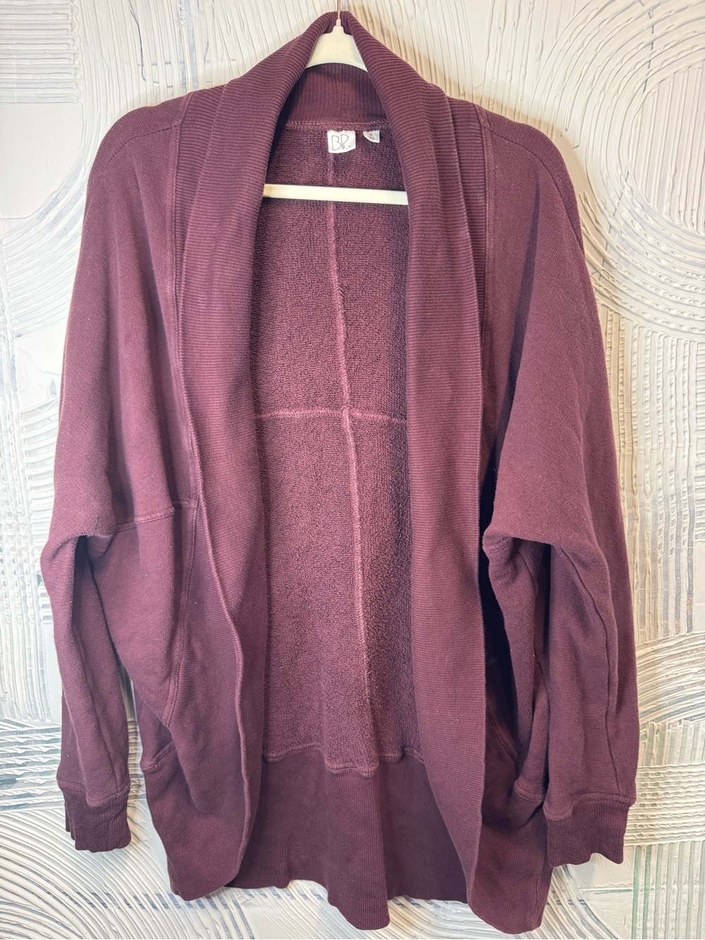 bp Shawl Collar Open Cardigan - Wine Burgundy